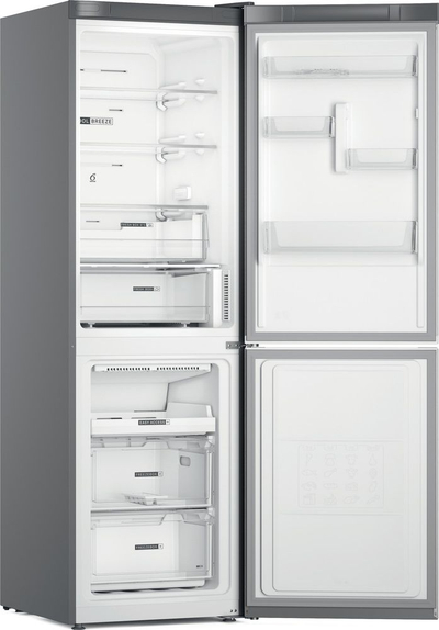 Frigorifer Whirlpool W7820OX, 300L, ngrirës poshtë, inox