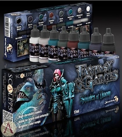 Set bojërash akrilike Scale75 Fantasy & Games Shades of Doom, 8x17ml, mat