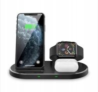 Karikues wireless 3 në 1 Setty LK-01, 15W, për telefon kufje dhe smartwatch, i zi
