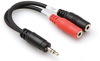 Kabllo audio Hosa CMP-159, 3.5mm TRS në 2x 3.5mm TSF, stereo në mono, e zezë