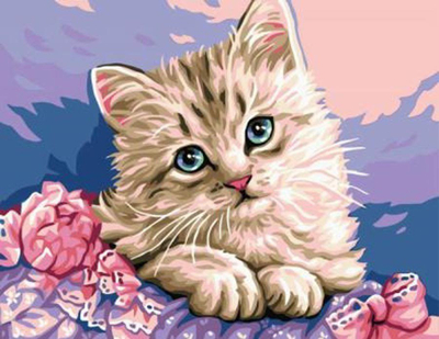 Set mozaiku me diamante Diamond Mosaic Kitten 6786, 5D, me mace, shumëngjyrësh