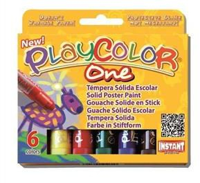 Set bojrash tempera Playcolor One, 6 ngjyra, stik, multikolor