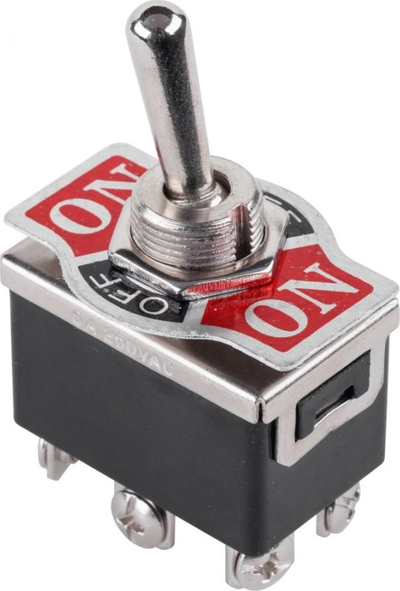 Çelës lever KN3(C)-203, DPDT ON-OFF-ON, 10A 250V, metalik