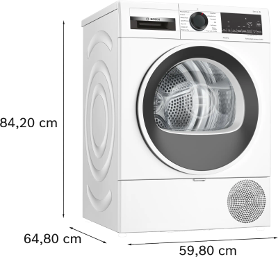 Tharësja Bosch Serie 6 WQG233DFPL, 8kg, me pompë nxehtësie, e bardhë