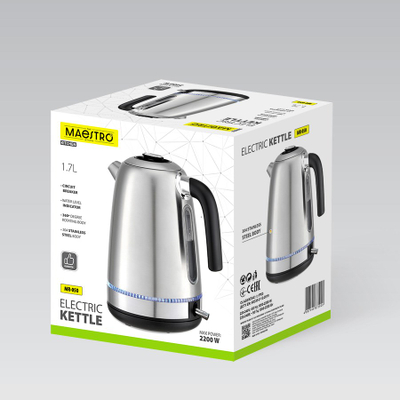 Cajnik elektrik Maestro MR-050, 1.7L, 2200W, inox argjendtë