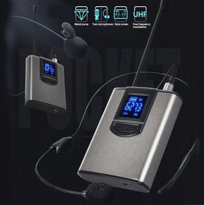 Mikrofon wireless UHF K8, sistem dore, marrës i vogël portativ 6.35mm, rreze 50m, ngjyrë e zezë