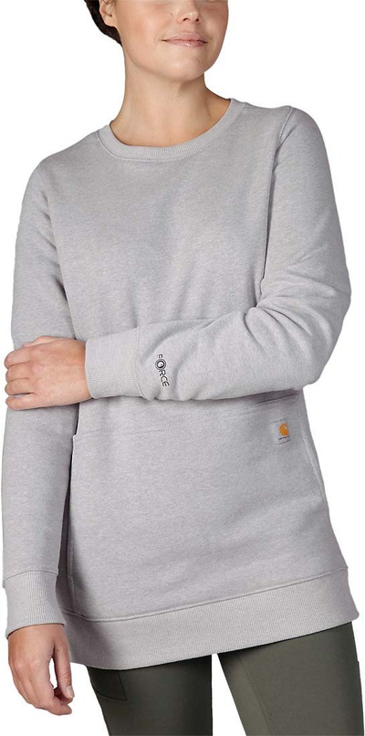 Bluzë Carhartt Force për gra, relaxed fit, me kapuç, gri e çelët