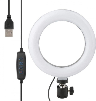 Lampë unazore Platinet Ring Lamp 6", me tripod, e bardhë