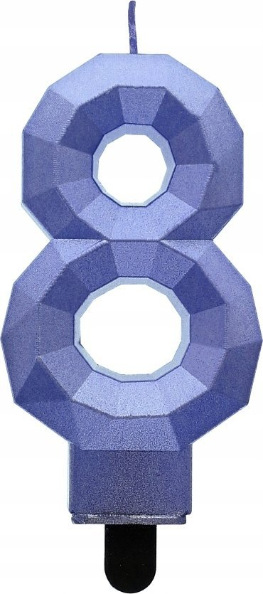 Qiri numri 8 Godan Diamond, për zbukurim torte, 9cm, blu e errët metalike