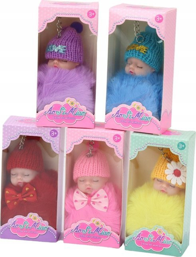 Varëse çelsash me kukull bebe, pompon me push, me ngjyra të përziera