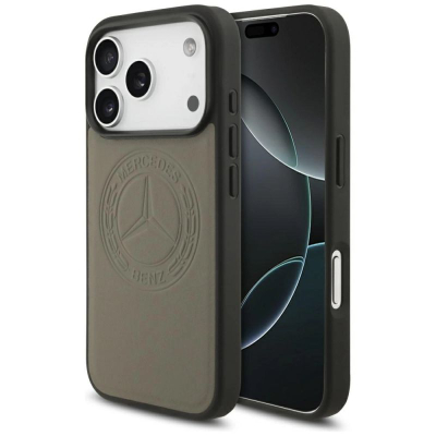 Mbrojtëse telefoni Mercedes Vintage Logo MagSafe për iPhone 17 Pro, lëkurë natyrale, bezhë