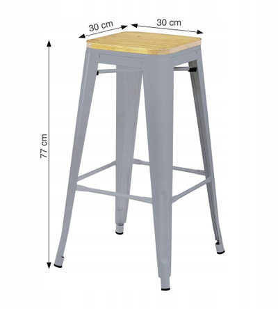 Karrige bar Nuforma Loft, 77cm, metal dru, argjendi