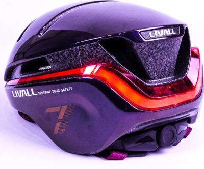 Helmetë biçiklete e zgjuar Livall EVO21, me LED, IPX5, vjollcë metalike