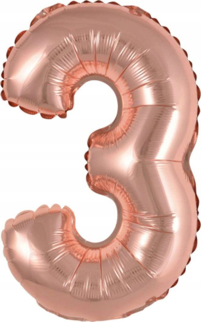 Balon mini folie numri 3, 25x40cm, rose gold