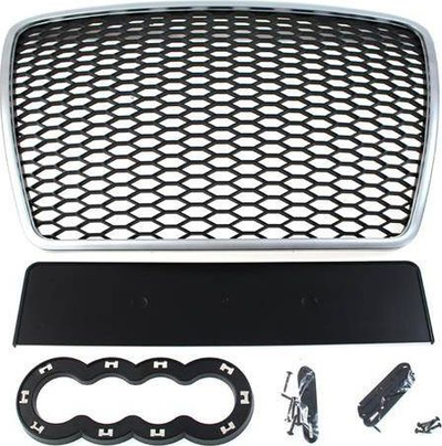Grillë përpara Audi A6 C6 RS-style, 2009-2011, mat, argjend me të zezë