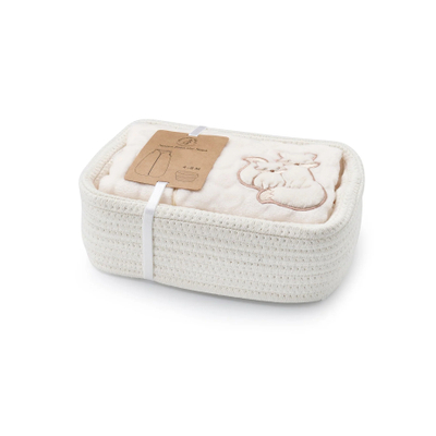 Set dhuratë bebe Kenguru Gold Popcorn Fox, thes gjumi TOG 2, 4-8 muaj, ekru
