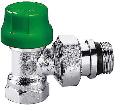 Valvul termostatike radiator DynamiCAL Caleffi 230402, 1/2", këndore, krom