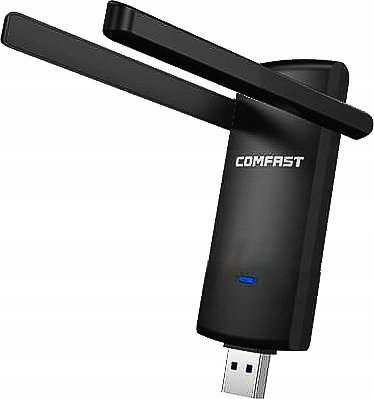 Adapter WiFi USB pa markë, 1300Mbps, bandë 2.4GHz edhe 5GHz, ngjyrë e zezë