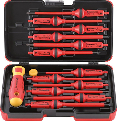 Set kaçavidash VDE STAHLWILLE, Phillips PZ Torx, 14 copë, i kuq