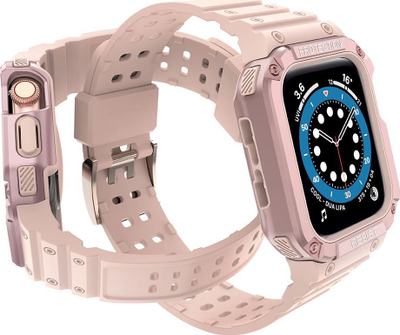 Rrip ore Hurtel Protect Strap Band për Apple Watch 41 40 38mm, kasë mbrojtëse e blindume, rozë