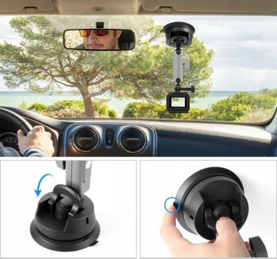 Mbajtës me kupë thithëse Puluz PU863 për GoPro Hero, për xham, i zi