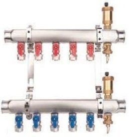 Set shpërndarësish Valvex K2 MINI-6 BASE INOX me 6 qarqe G1-G1/2" - 6084040