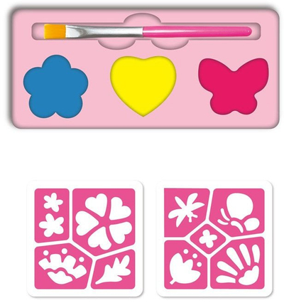 Set boje fytyre Avenir Flowers, me shabllone dhe ngjitëse, për fëmijë