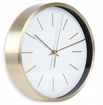 Orë muri Classic, 25 cm, shifër e bardhë, kornizë ngjyrë ari