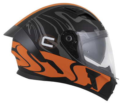 Helmetë moto CASSIDA Orbit Multivers 2026, integrale, black matte portokalli gri bardhë
