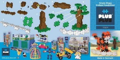 Lodër ndërtimi Plus-Plus Mini Tube Tiger, 100 copë, shumëngjyrëshe