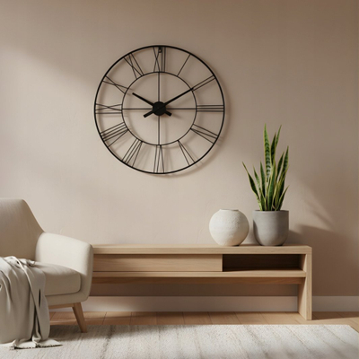 Ora murale Edaxo ARATIO, stil industrial, 70 cm, e zezë
