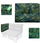 Jastëk shpine për paleta Malys Group FLORA 3D, material Oxford rezistent ndaj ujit, dizajn bimësh, jeshile