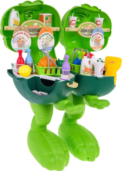 Set lodër Shop Store Tyrannosaurus, 55 copë, 2 në 1 dyqan lojrash, jeshil