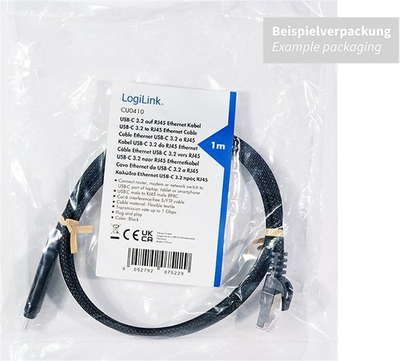 Kabllo rrjeti LogiLink CU0416, USB C në RJ45, Cat6 S FTP, 10m, i zi