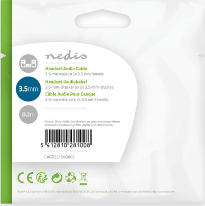 Adapter audio 3.5mm për kufje dhe mikrofon, ndarës, ngjyrë e zezë