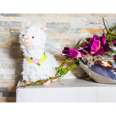 Декоративна фигура Saska Garden Гном Лама, 36 cm, пролет Велигден, бела