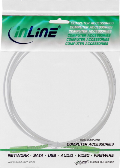 Оптички кабел со влакна InLine Simplex FTTH, SC/APC до SC/APC, 20 m, бел