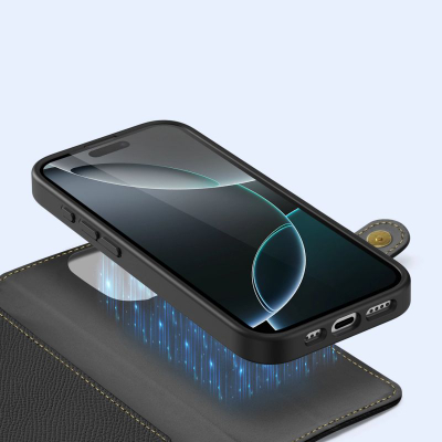 Калјф за телефон DUX DUCIS Lawa за iPhone 16 Pro, паричник 2‑во‑1, MagSafe, црн