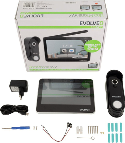 Interfon me kamerë EVOLVEO DoorPhone W7, ekran 7", WiFi, i zi