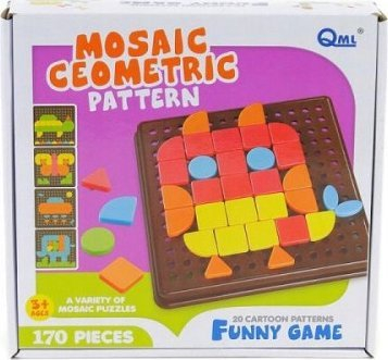 Set mozaiku QML Mosaic me figura gjeometrike, 170 copa, lojë mësuese, shumëngjyrësh