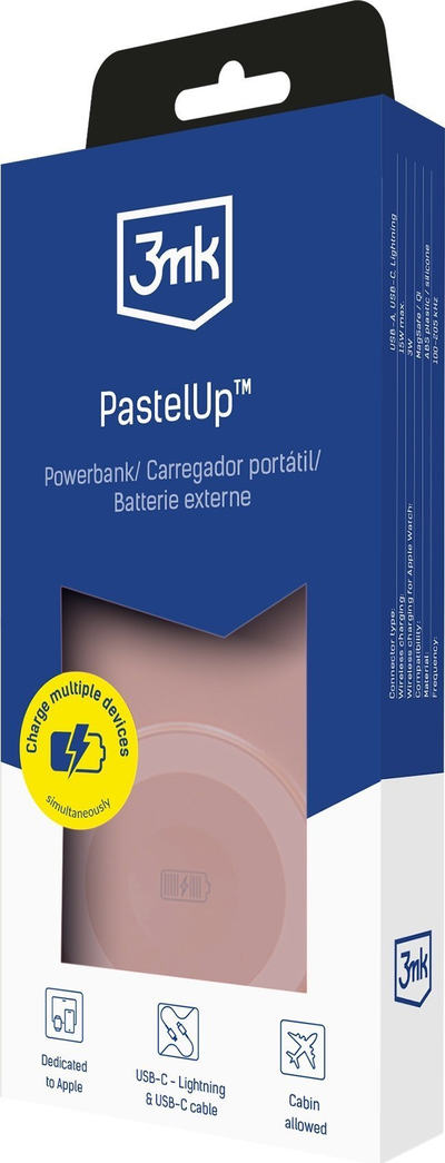Powerbank 3mk PastelUp, MagSafe, karikim për Apple Watch, shumëngjyrësh pastel