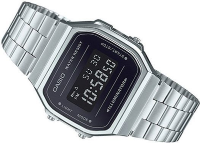 Orë dore Casio A168WEM 1EF Vintage, digjitale, 36mm, e zezë