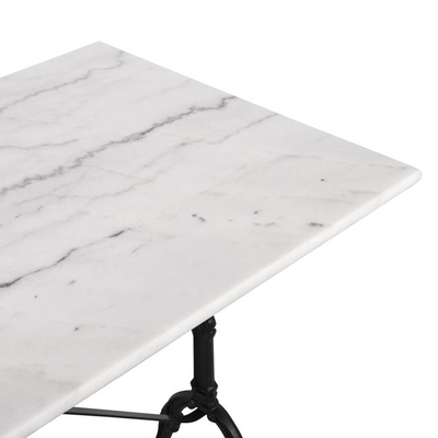 Tavolinë mermeri HM464, strukturë gize, 100x60x72 cm, e bardhë