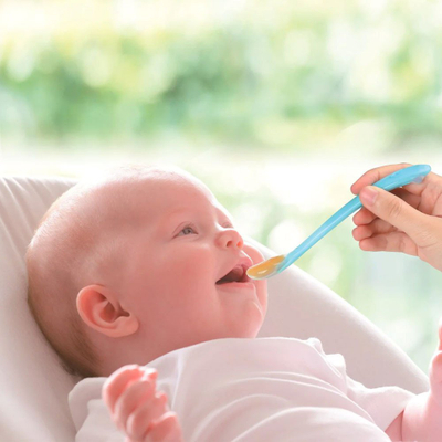 Сет силиконски лажички за бебиња Kidsme, 2 парчиња, боја аква