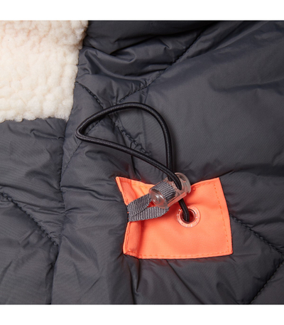 Parka për gra Huppa Vivian, 200g, me kapuç me lesh natyral, ngjyrë koral neon