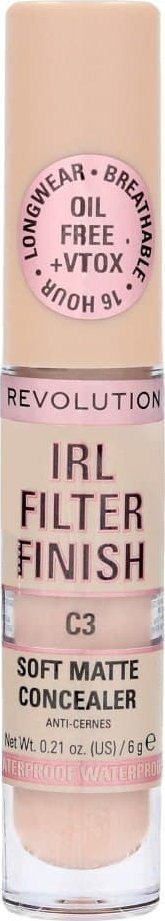 Korrektor Makeup Revolution IRL Filter 16H, hidratues, mbulim i plotë, nuanca C3