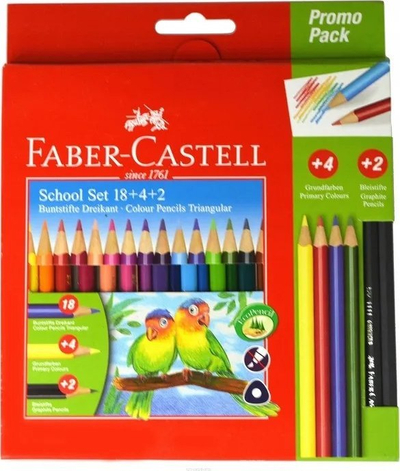 Set lapsa me ngjyra Faber-Castell 201597, trekëndor, 24 copë, shumëngjyrëshe