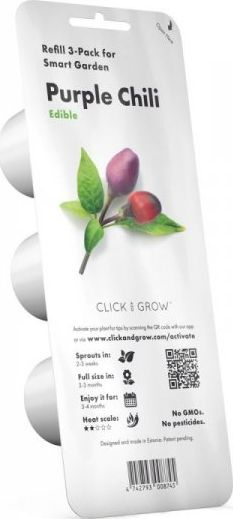 Kapsula bimore Click &amp; Grow Purple Chili, set me 3 copa, për Smart Garden, shumëngjyrëshe