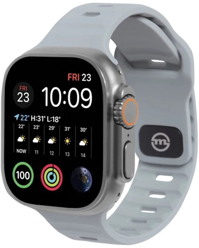 Rrip dore Mobile Origin Strap për Apple Watch, silikon, 42–49mm, gri e çelët