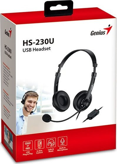 Kufje Genius HS-230U, USB-C, me mikrofon, ngjyrë e zezë